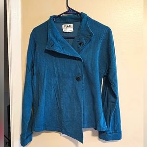 Asymmetric teal blazer jacket